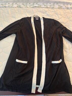 George Black Open-Front Blazer with White Trim